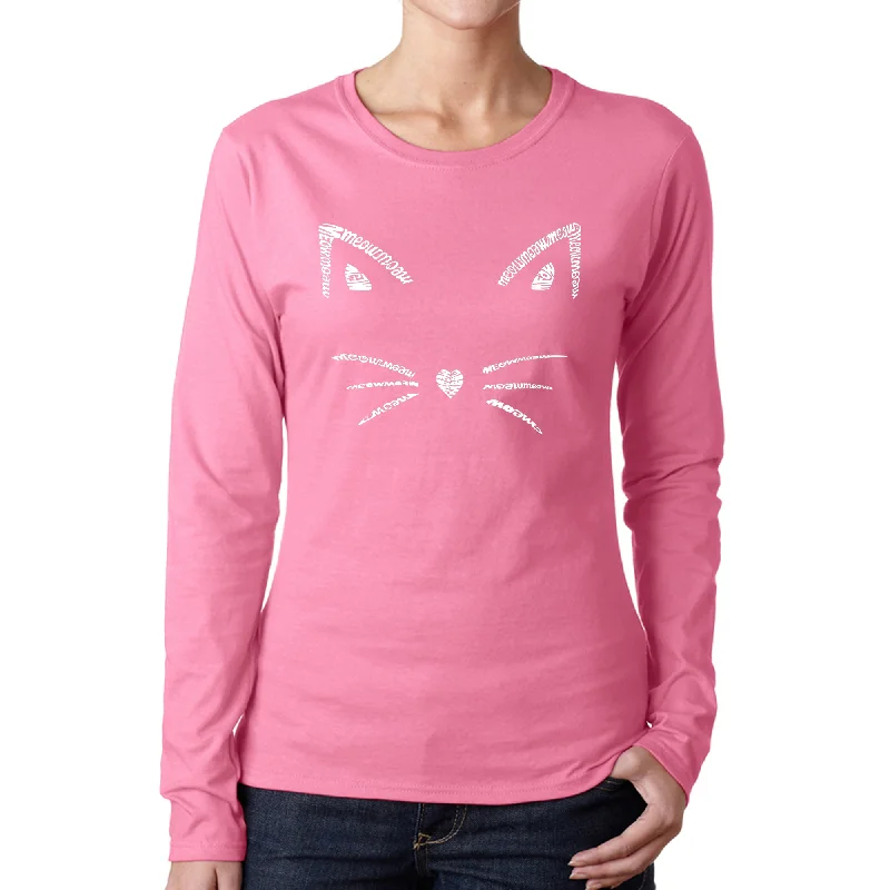 Whiskers  - Women's Word Art Long Sleeve T-Shirt Polished Women's Silk