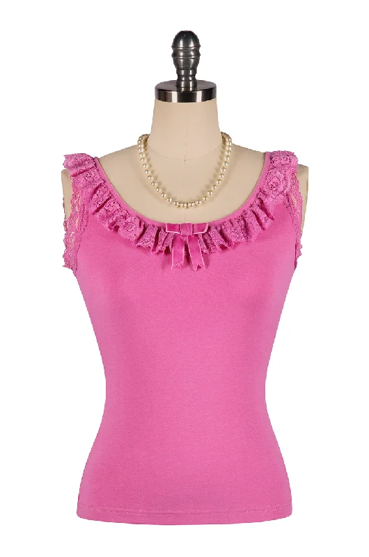 Wish You Were Here Madam Ruffle Singlet (Pink) Refined Women's Classic 