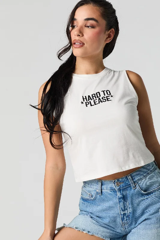 Hard to Please Embroidered Relaxed Tank Gym