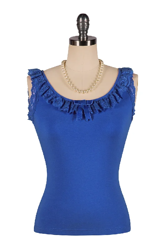 Wish You Were Here Madam Ruffle Singlet (Blue) Preppy Women's College