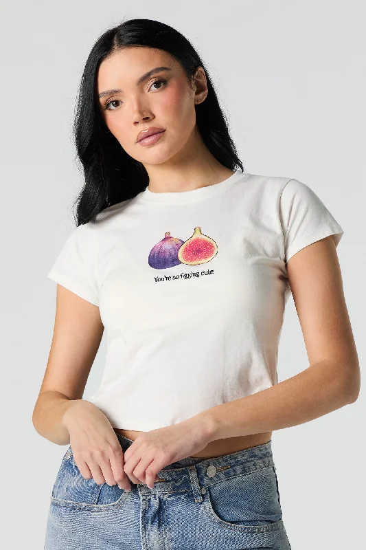 So Figging Cute Embroidered Cropped T-Shirt Cozy Women's Sherpa - lined