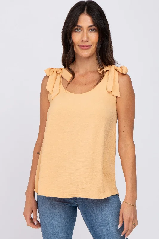 Yellow Shoulder Bow Tank Top Streetwear Style for 