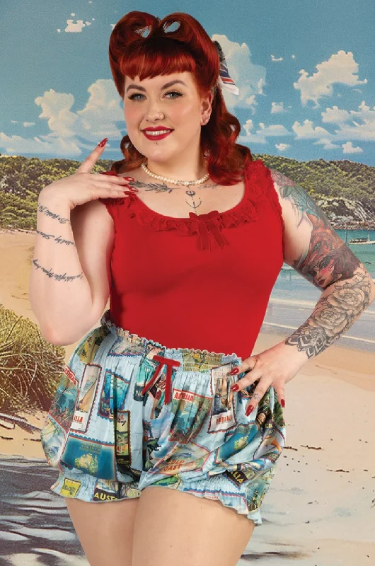 Wish You Were Here Madam Ruffle Singlet (Red) Compression