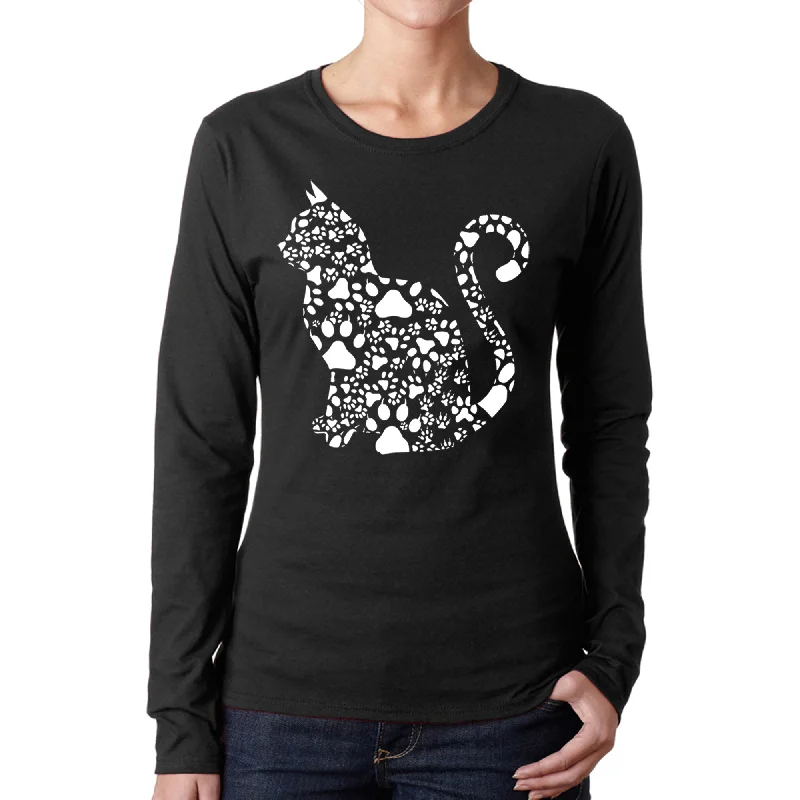 Cat Claws - Women's Word Art Long Sleeve T-Shirt Sophisticated Women's 