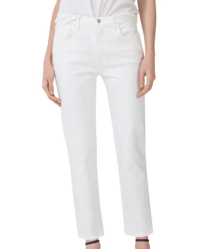 Isola Straight Crop Jeans In White Wildflower