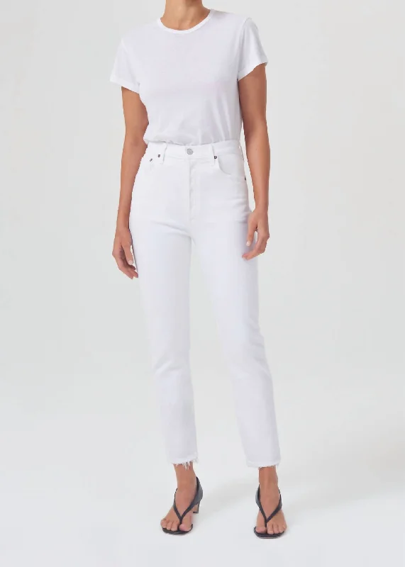 Riley High Rise Straight Crop Jean In Sour Cream