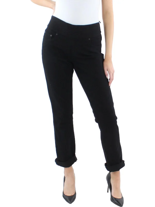 Womens High Rise Five-Pocket Straight Leg Jeans