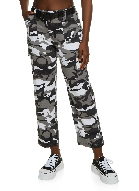 Belted Camouflage Cargo Pants