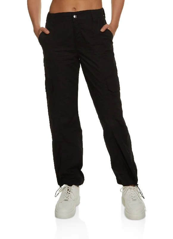 Toggle Drawstring Straight Leg Cargo Pants