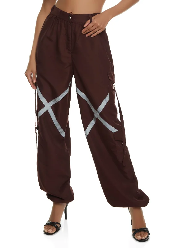 Nylon Wide Leg Parachute Pants