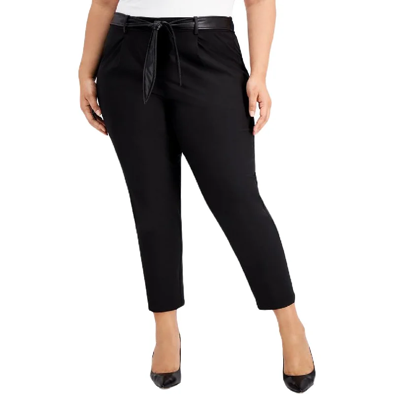 Calvin Klein Womens Plus Belted Crop Cropped Pants