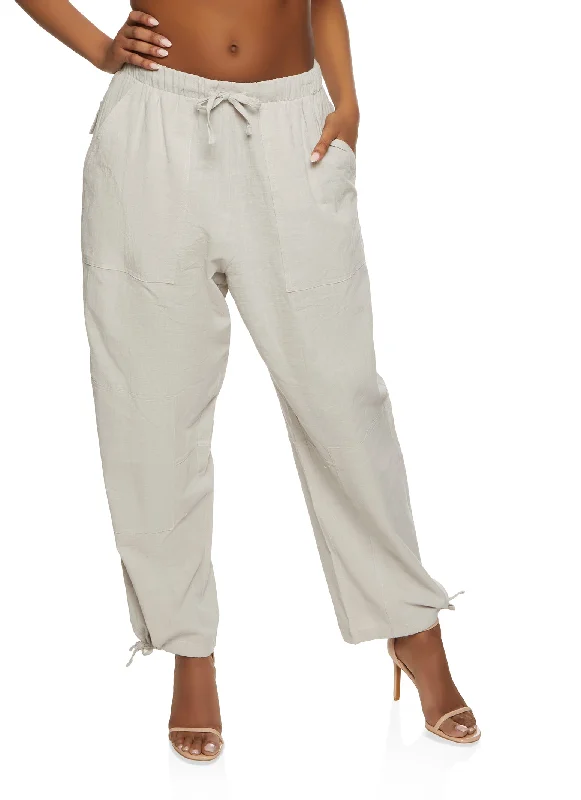 Drawstring Hem Linen Pants