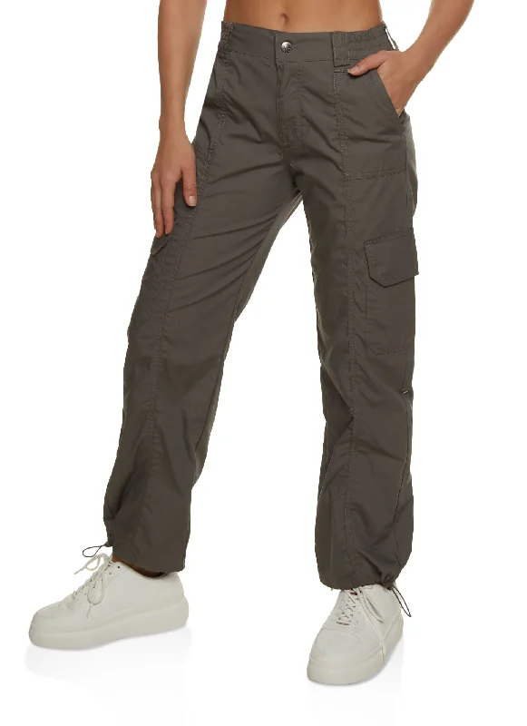 Toggle Drawstring Straight Leg Cargo Pants