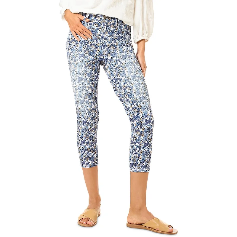 Hue Womens Floral Denim Capri Pants