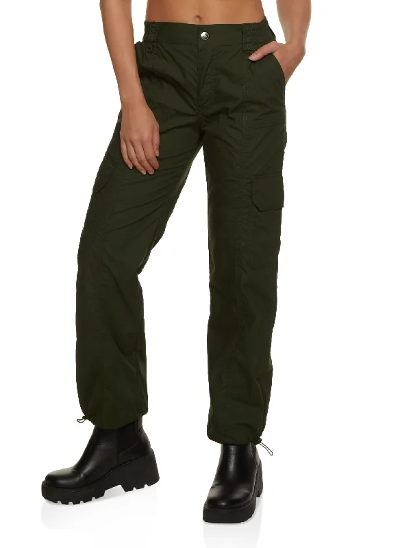 Toggle Drawstring Straight Leg Cargo Pants