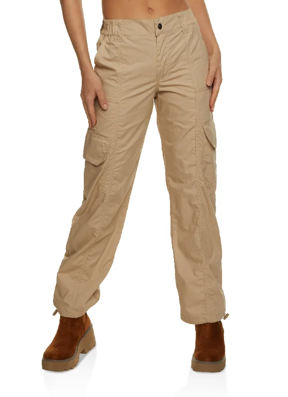 Toggle Drawstring Straight Leg Cargo Pants