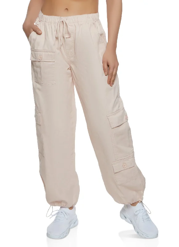 Twill Drawstring Cargo Pants