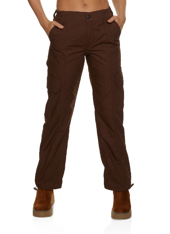 Toggle Drawstring Straight Leg Cargo Pants