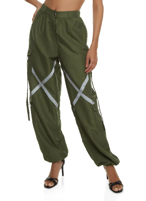 Nylon Wide Leg Parachute Pants