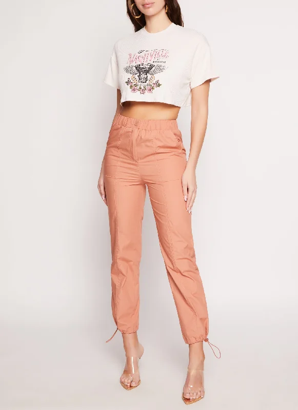 Toggle Drawstring Hem Pull On Pants