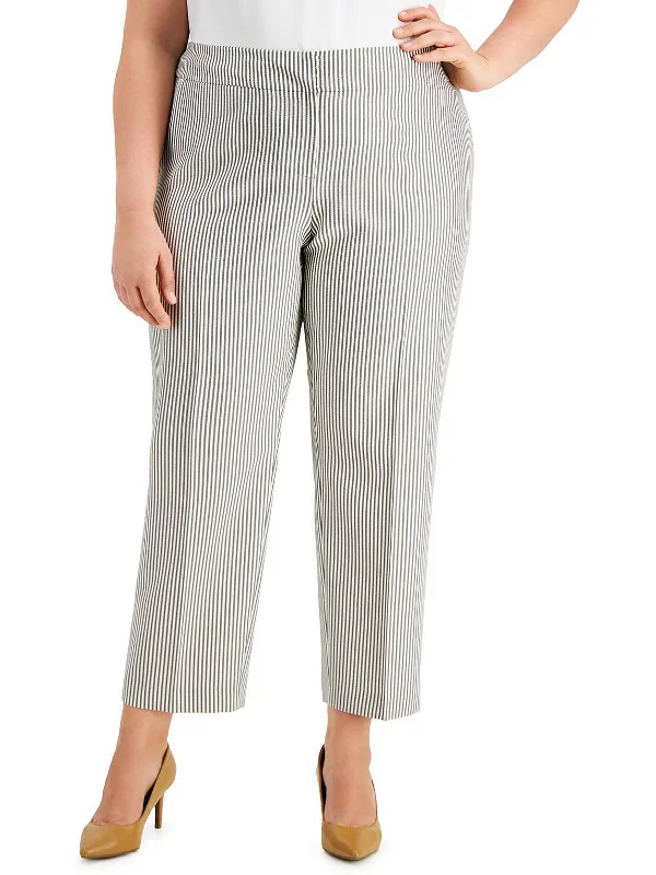 Plus Womens Striped Slim Fit Ankle Pants