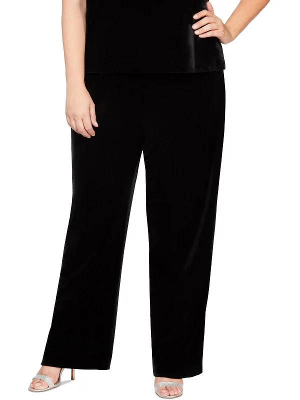 Plus Womens Velvet High Rise High-Waist Pants