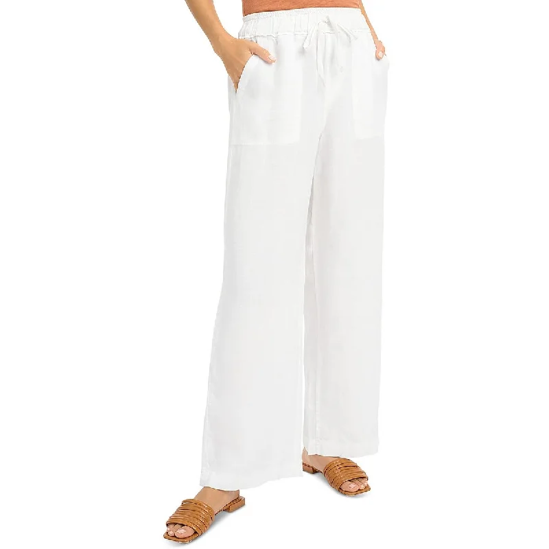 Splendid Womens Linen High-Waist Straight Leg Pants