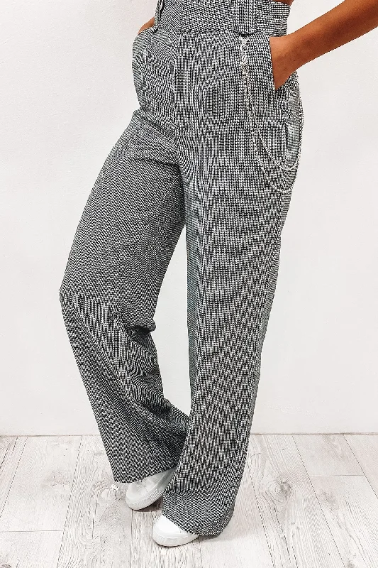 Wide Leg Pant Black White Houndstooth