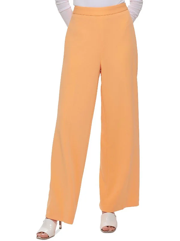 Womens Side Zip Flat Front Wide Leg Pants