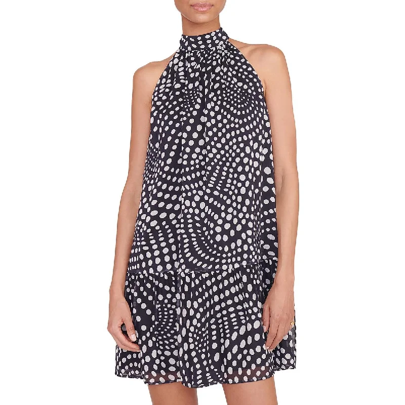 STAUD Womens Marlowe Polka Dot Chiffon Shift Dress