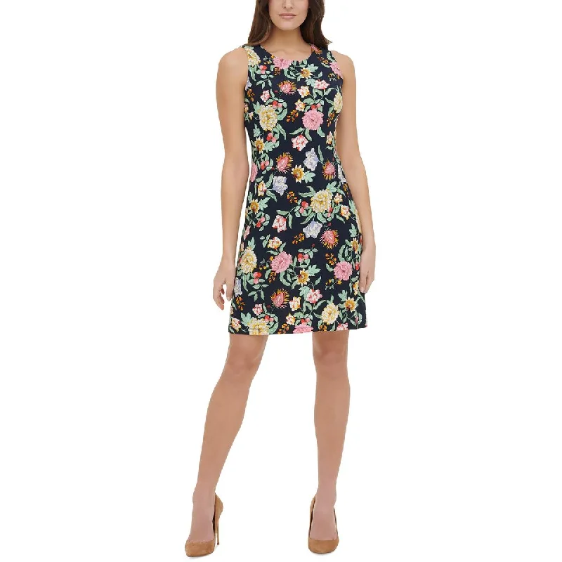 Tommy Hilfiger Womens Floral Print Short Wear To Work Dress