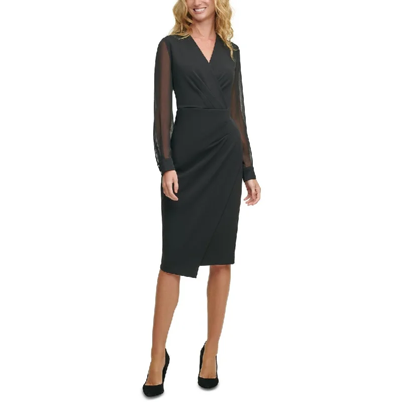 Tommy Hilfiger Womens Illusion Asymmetrical Wear to Work Dress