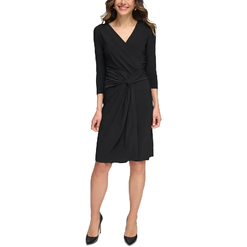 Tommy Hilfiger Womens Knot-Front  Wear To Work Dress