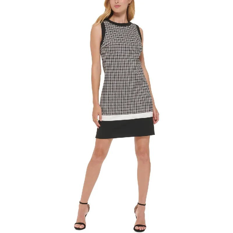 Tommy Hilfiger Womens Mini Houndstooth Sheath Dress