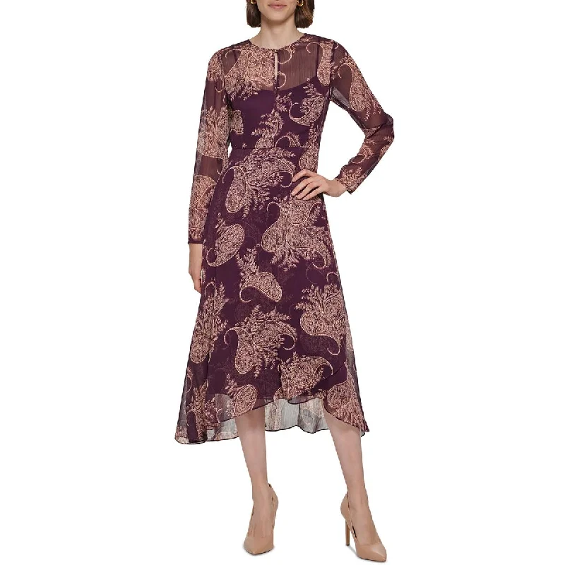 Tommy Hilfiger Womens Paisley Midi Midi Dress