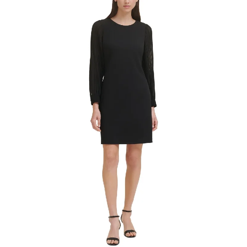 Tommy Hilfiger Womens Petites Shutter Pleat Mini Sheath Dress