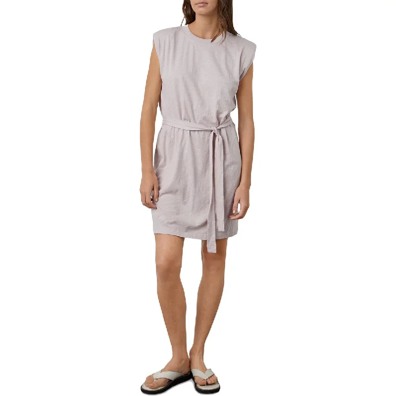 VELVET BY GRAHAM & SPENCER Womens Jenna Crewneck Shoulder Pads Shirtdress