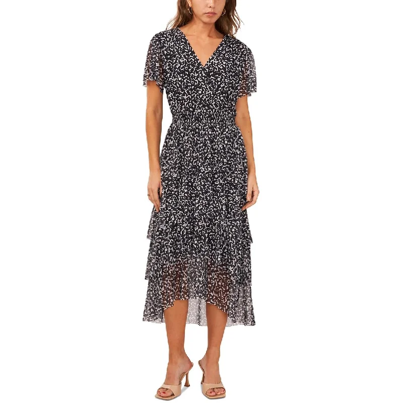 Vince Camuto Womens Plus   Abstract Print Mesh Midi Dress