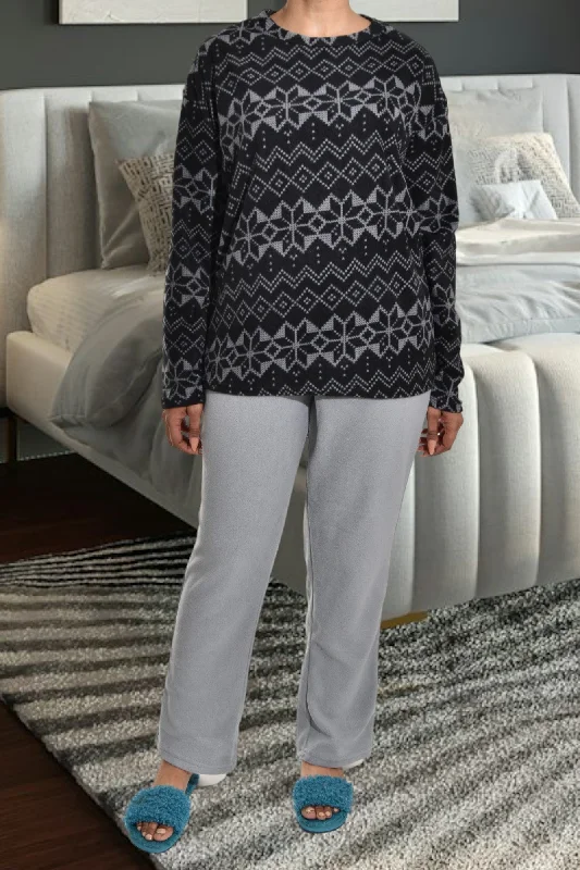 Black And Grey Fleece Pj Set