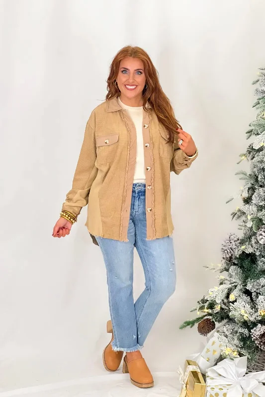 Khaki Button Up Pocket Top