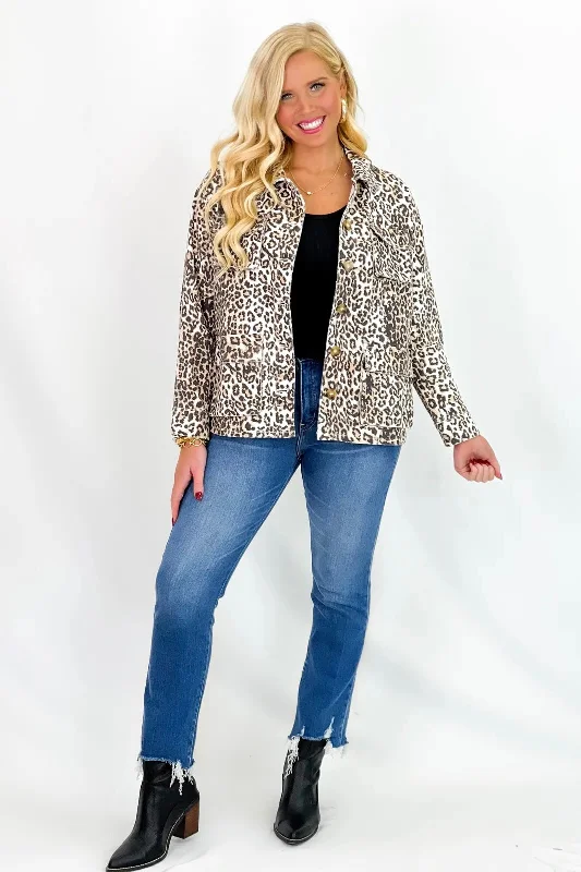 Leopard Double Front Pocket Jacket