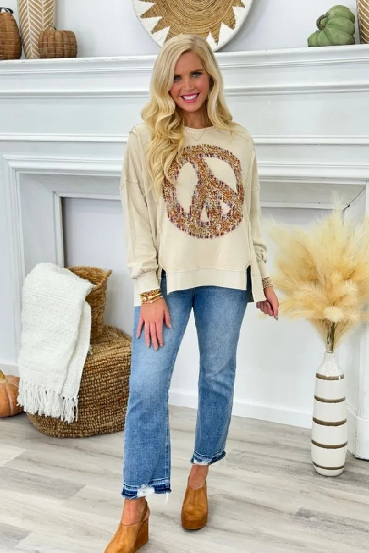 Latte Peace Sign Patch Sweatshirt