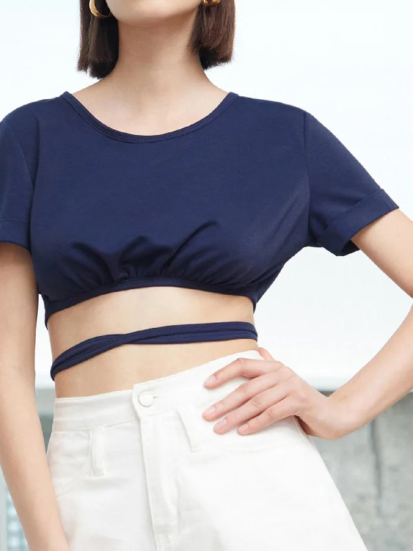 Tie Waist Cut Out Crop Top