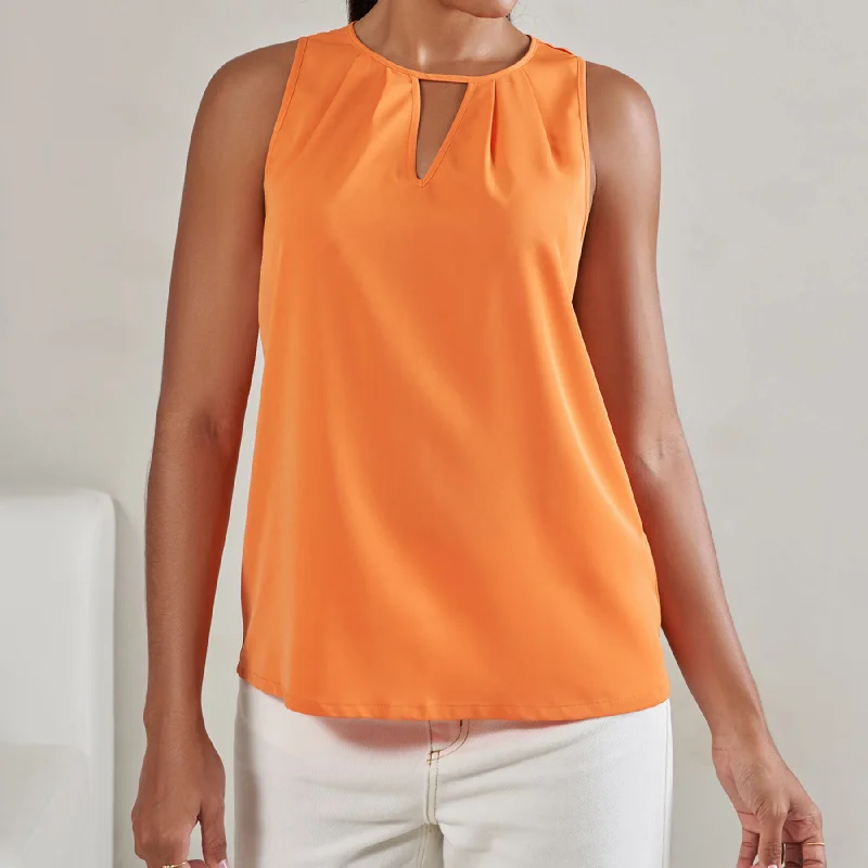 Women's Keyhole Neck Button Back Top